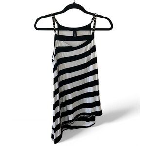 White house black market asymmetrical stripe gold chain strap camisole